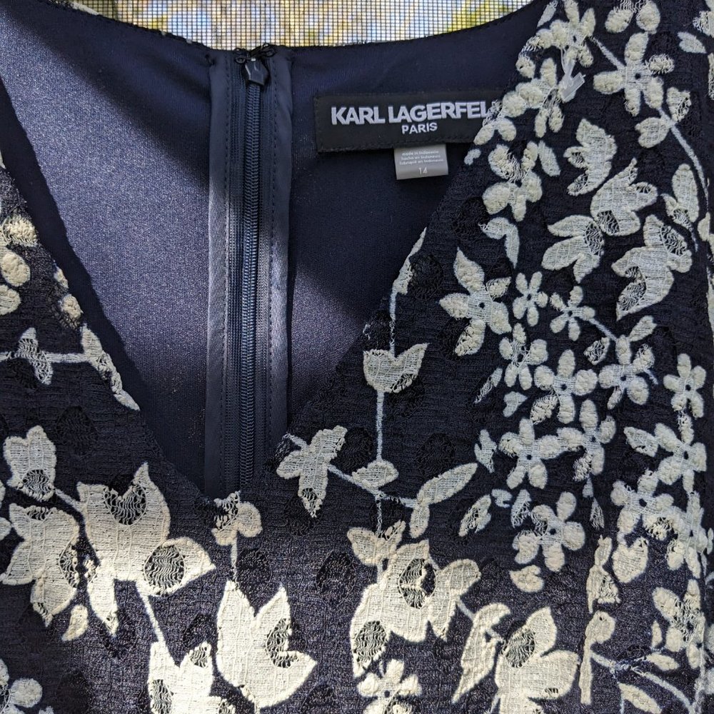 Karl Lagerfeld Navy White Lace Dress Size 14 Womens - Picture 3 of 6
